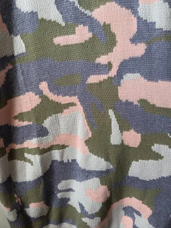 EUC FSL APPAREL CAMO PATTERN LONGLINE OPEN CARDIGAN SWEATER SIZE L - Picture 8 of 16